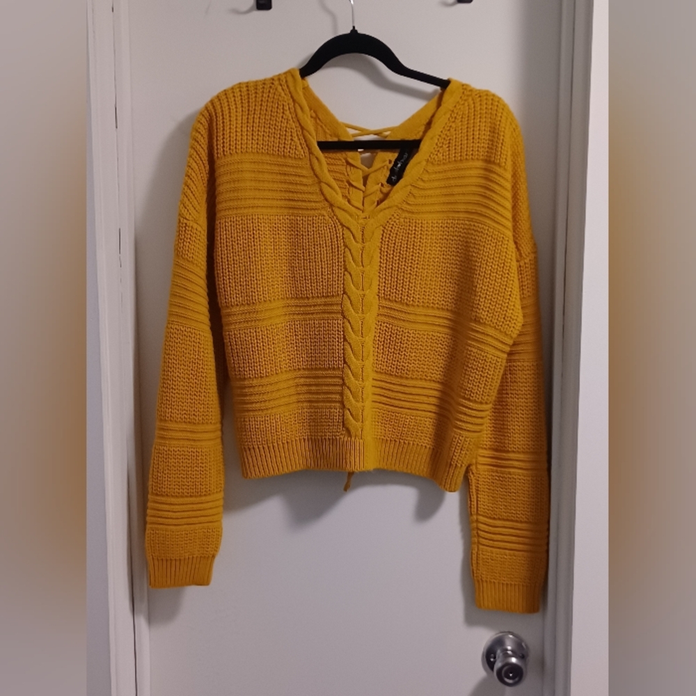 Derek Heart - Yellow Textured Knit Cardigan Sweater